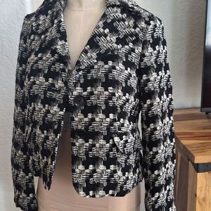 Talbots Petites, Wool  Jacket With Interwoven Threading Pattern & Flap Pockets